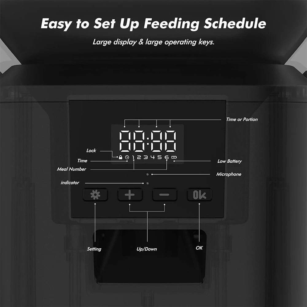 270.51oz Automatic Dog Feeder with Key Control- User-Friendly -Time Setting Food Feeder Dispenser for Dog
