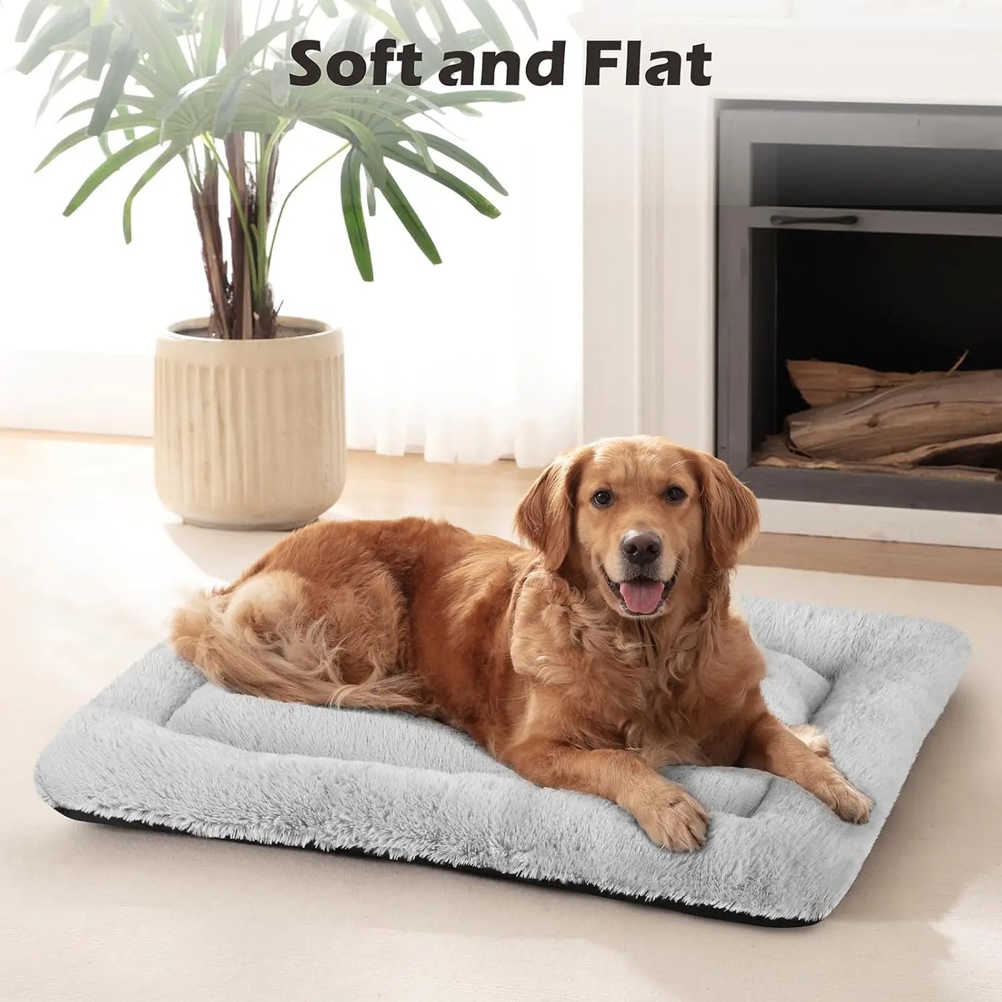 Dog Bed Mat- Soft Crate Pad- Washable Anti-Slip Mattress Pad 23'' X 18''- Grey