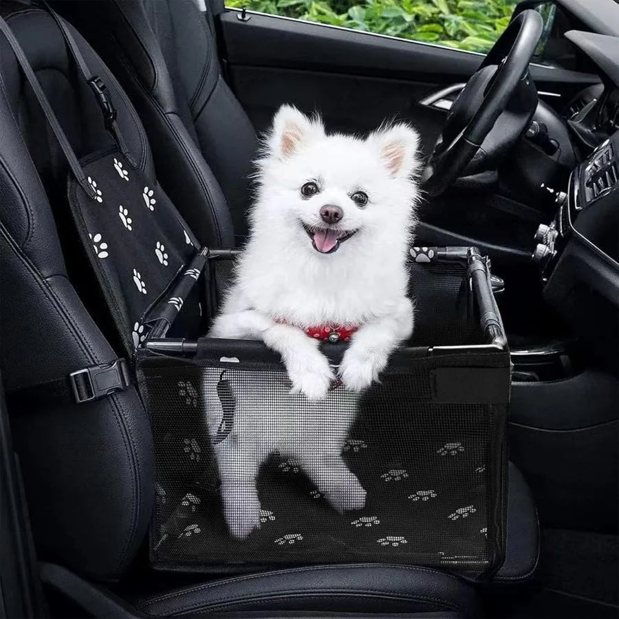 Small Dog Car Seats-Portable Puppy Pet Car Booster Seat with Clip-On Leash and Mesh Window for Pet Up to 11 lbs