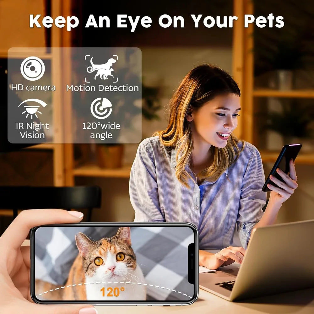 Automatic Dog Feeder with Camera WiFi- 5G App Control -Easy Setup Dog Food Dispenser - HD 1080P Video Recording Timed Pet Feeder
