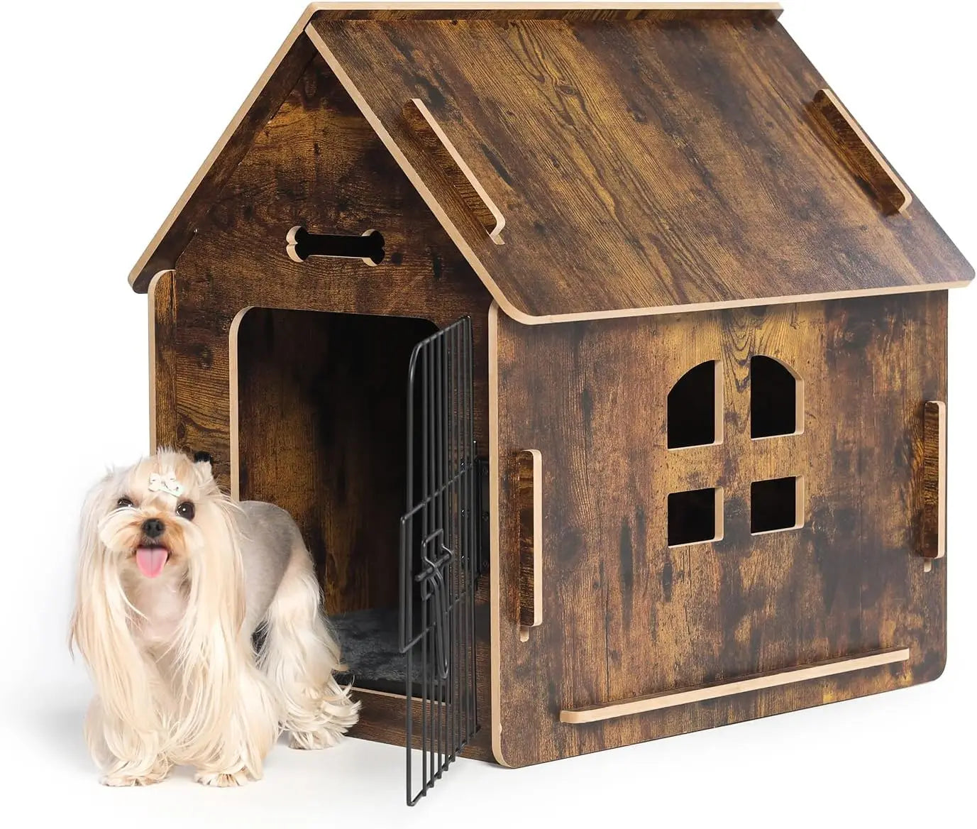 Doghouse Comfortable Wooden Design Dog House Crate for Dogs- Small Indoor Bed - Vented- Raised Floor