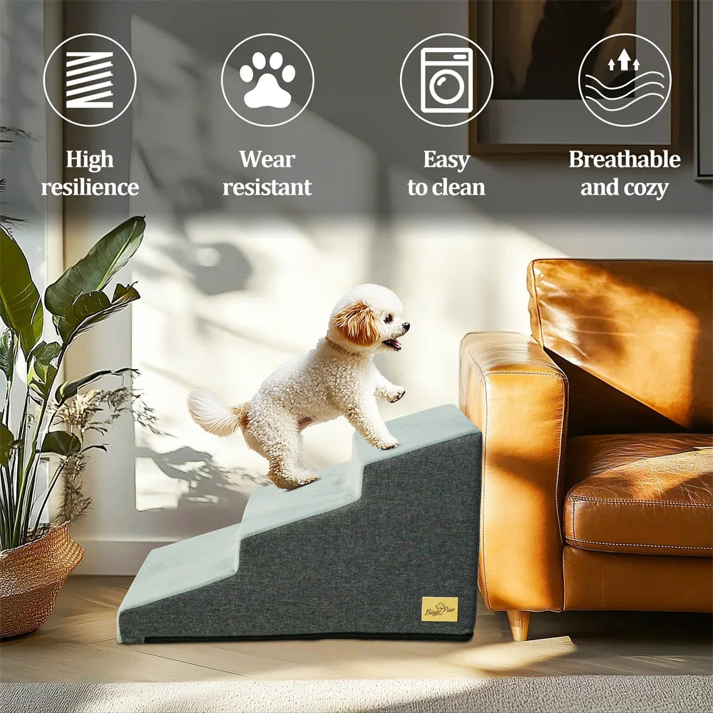Pet 3/4 Step Safety Stairs- Made of High-Density Foam Sponge- Removable -Washable