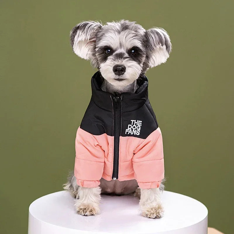 Fashion Dog Coat-Trendy Embroidered Dog Autumn and Winter Cotton Clothing-Thickened Warm Down Clothing-Size S