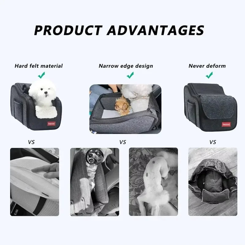 Dog Car Seat- Center Console Car Seat for Small Pets- Portable Booster Seat- Travel Bags Fully Detachable