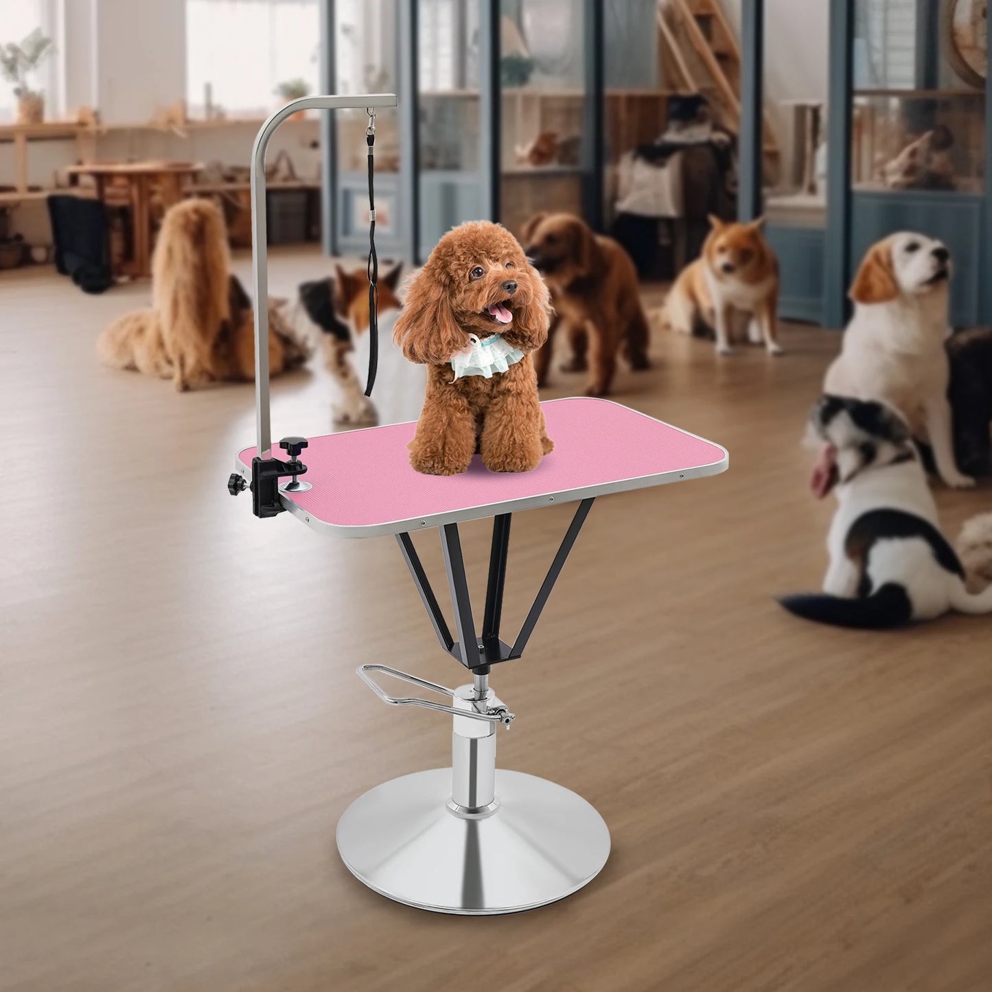 Grooming Table- Hydraulically Lifting - 360° Tabletop Swivel Angle Animal Care Table