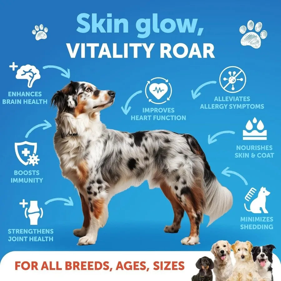 Salmon Oil for Dogs Omega 3 for Dogs 8 FL OZ Wild Alaskan Salmon Fish Oil Natural EPA DHA Fatty Acids for Skin Coat Allergy