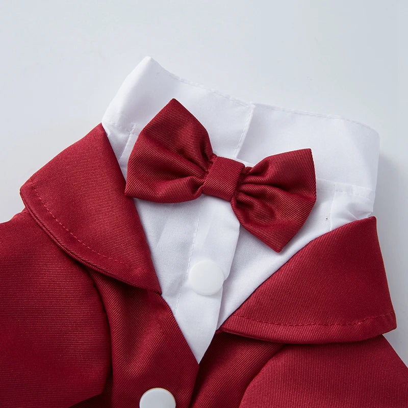 Pet Dog Tuxedo- Formal Pet Wedding Party Suit for Small Medium Dogs - Bow Tie Shirt- Gentleman Costume