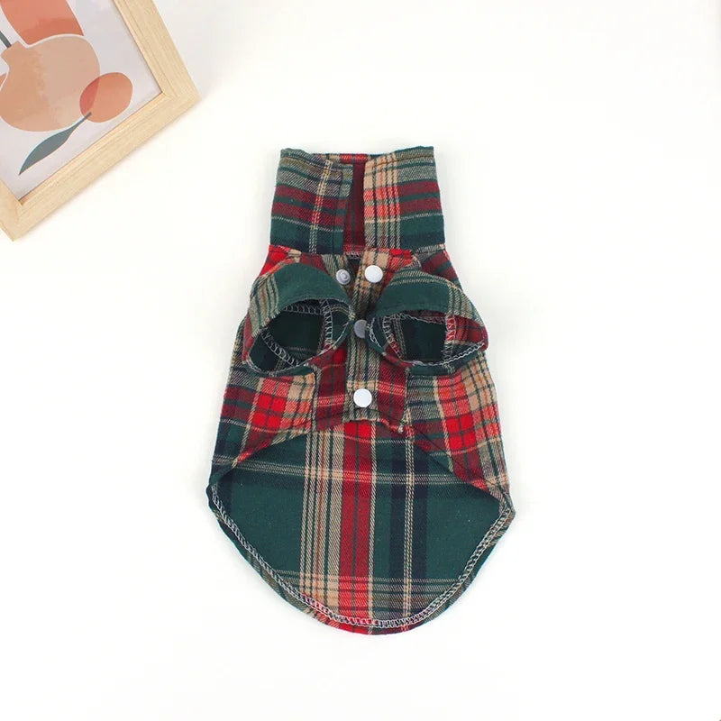 British Style Plaid Dog Vest -Clothes For Small Dogs Chihuahua Cotton Puppy Shirts