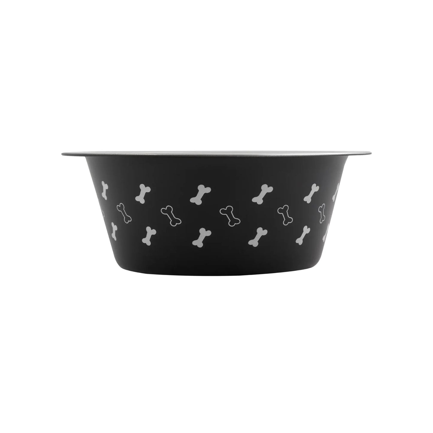(2 pack) Vibrant Life Medium Stainless Steel Dog Bowl, Black with Bones, 25.75 Fluid Ounces