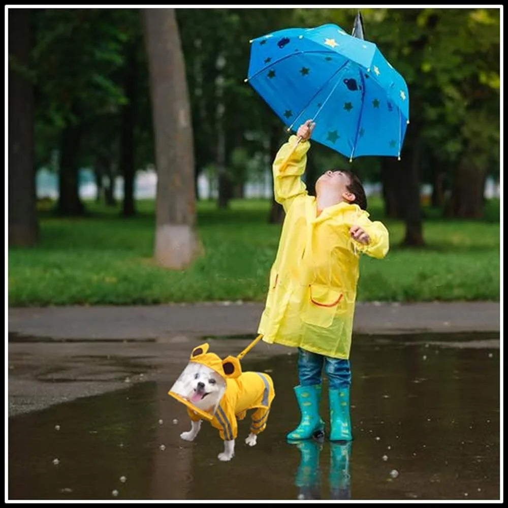 Waterproof Dog Rain Jacket- Reflective Raincoat Poncho with Leash- Medium Dogs- Easy to Clean -Comfortable- Durable