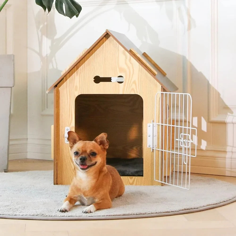 Doghouse Comfortable Wooden Design Dog House Crate for Dogs- Small Indoor Bed - Vented- Raised Floor