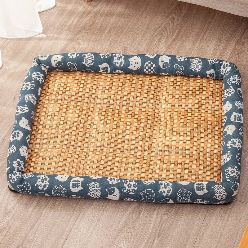 Pet Summer Mat Dog- Cooling- Breathable Pad- Moisture proof Rattan Wear Mat