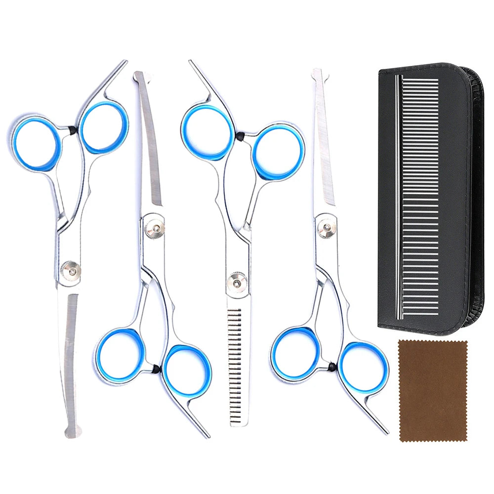Professional 7 Inch 4CR Stainless Steel Pet Hair Shears- 7Pcs Scissors Set for Pet Dog Grooming