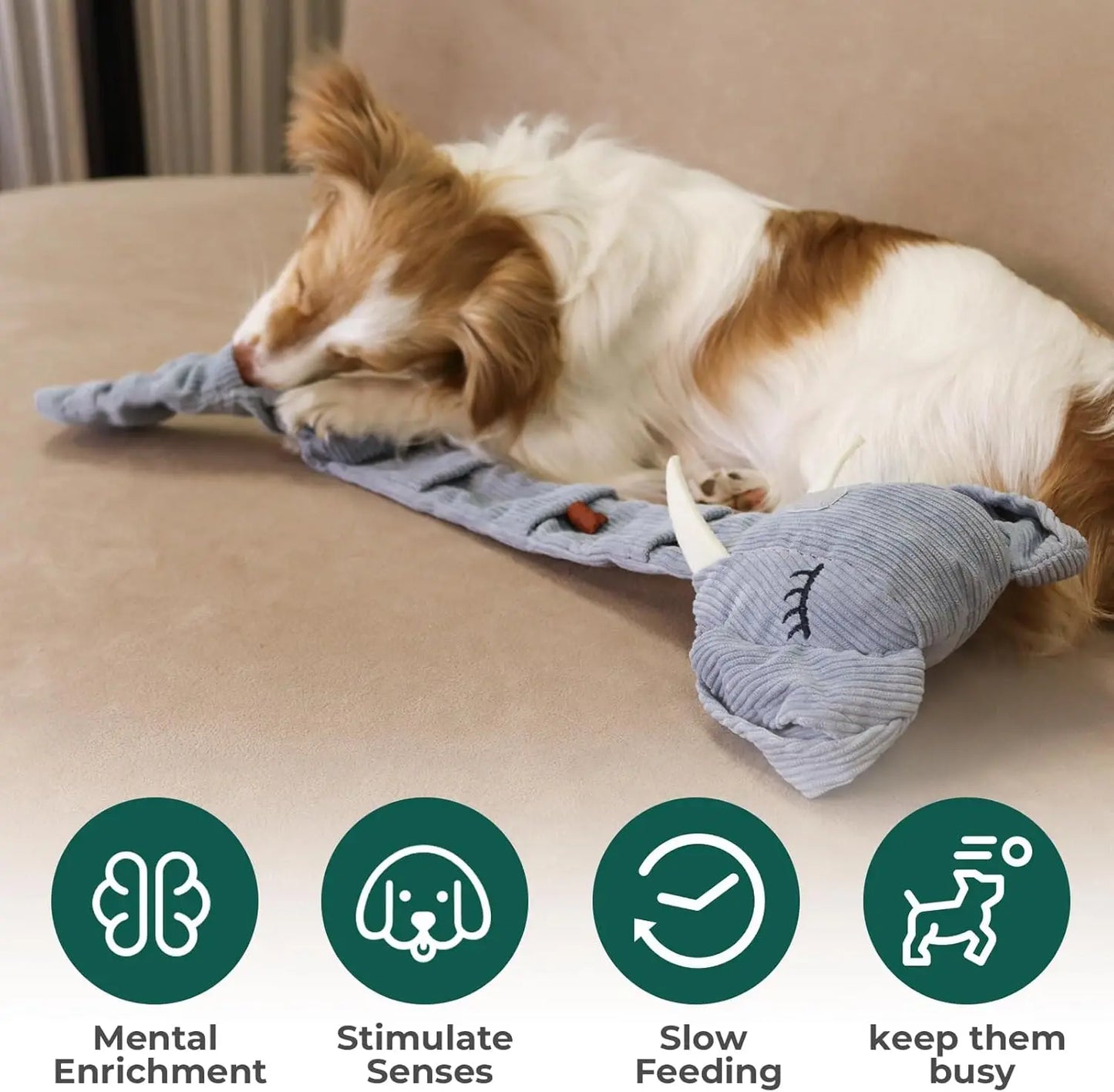 Elephant Puppy Plush Toy- Machine Washable- Dog Enrichment- Made of Recycled Materials- Elephant/Snail-Dog Toys
