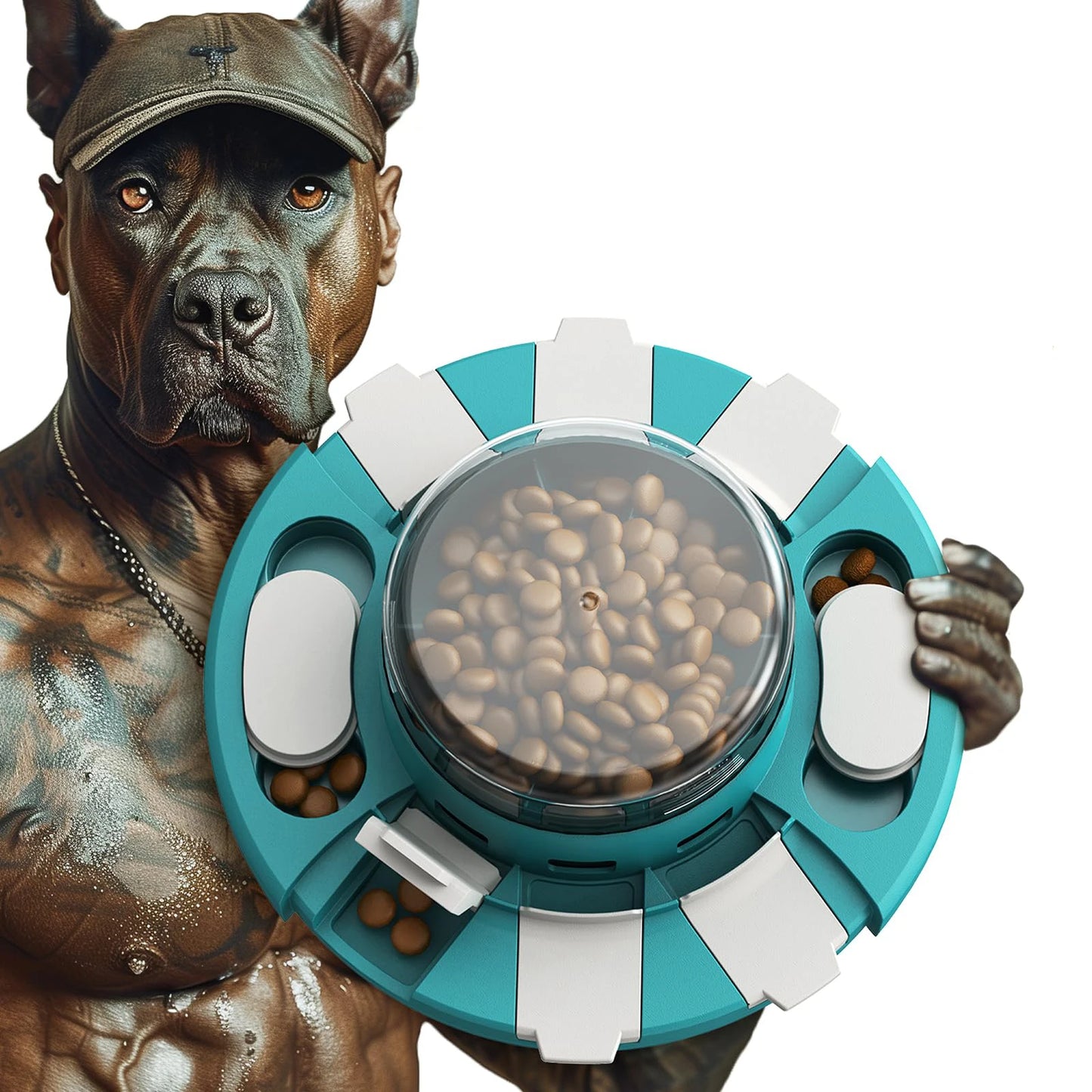 KADTC Dog Puzzle Toys w/Button Mind Games Level 2 in 1 Food Dispenser Slow Feeder Treat Puzzles Puppy Mental Stimulation Game