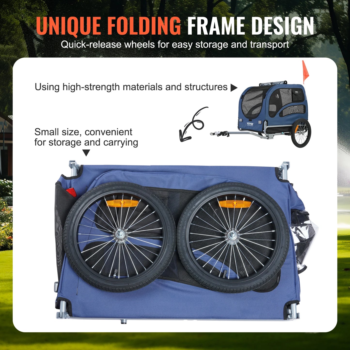 SucceBuy 100lbs Pet Cart Bicycle Carrier Dog Bike Trailer with Coupler- Reflectors- Flag- Collapsible to Store- for Dogs- Travel