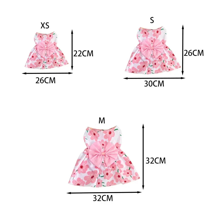 Summer Dog Princess Dress- Cute Dress- Bow -Lace for Small Medium Dogs