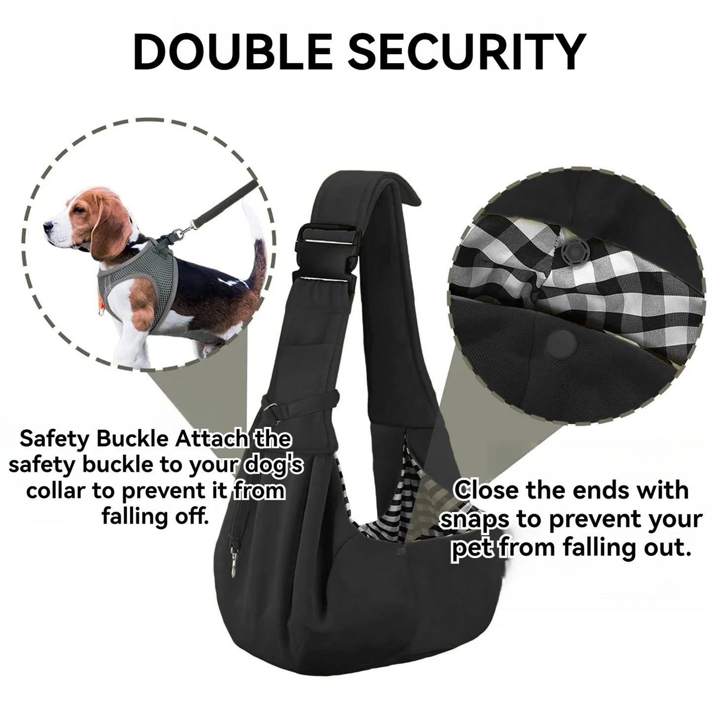 Small Pet Sling Holder- Hands Free-Reversible Paper Plastic Handbag- Dog Sling Carrier- Easy and Portable
