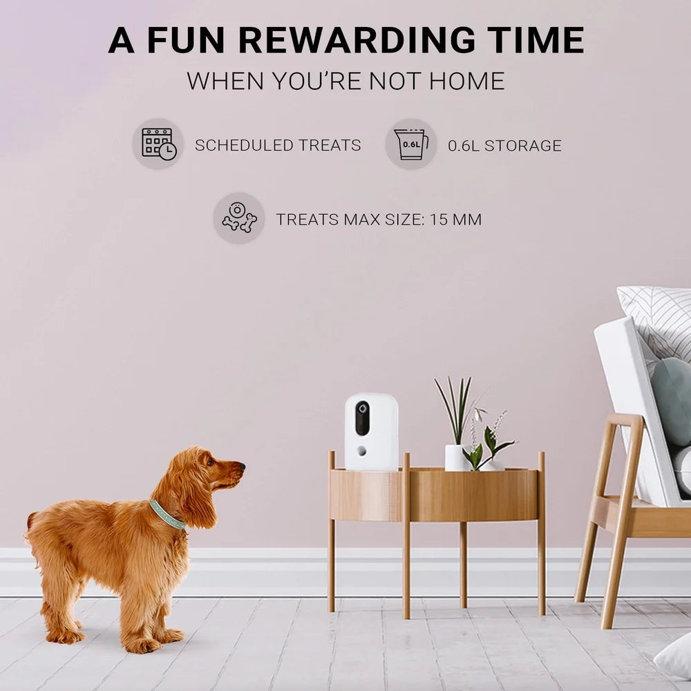 Dog Treat Dispenser-App Enabled Automatic Pet Treat Dispenser with HD Camera- Two Way Audio Motion Sensor - Dogs Interactive Feeder
