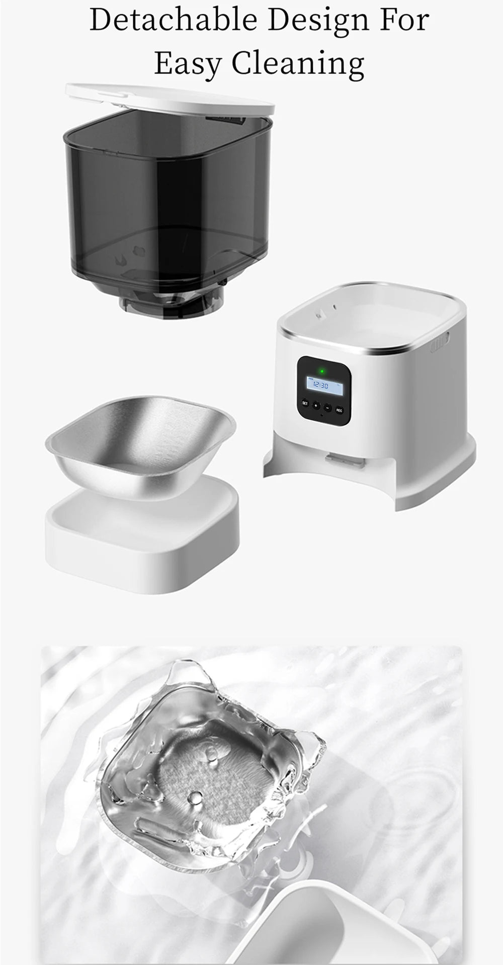 3L Automatic Pet Feeder With Voice Recorder-Food Bowl For Small Medium Dogs- LCD Screen Dispensers- up to 4 Times One Day