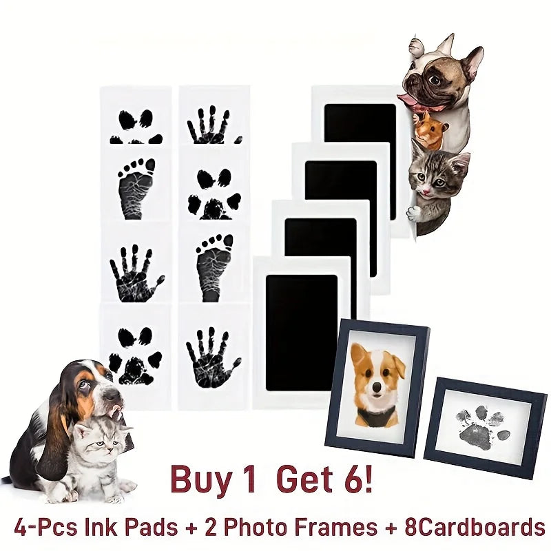 Paw Print Impression Kit with Photo Frames- Paw Print Kit- Mess-Free Paw Print Stamp Pad