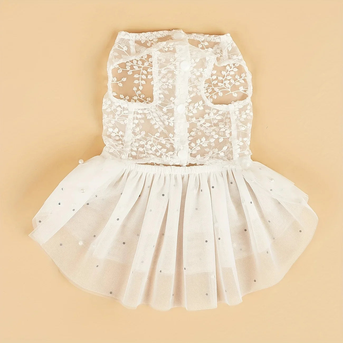 Sweet white Dog Wedding Party Mesh Dress Suitable For Dogs