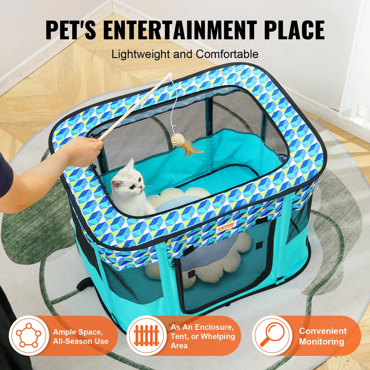 VEVOR Portable Foldable Pet Playpen Tent Crate- Waterproof Shelter for Dog- Indoor Outdoor Travel Camping