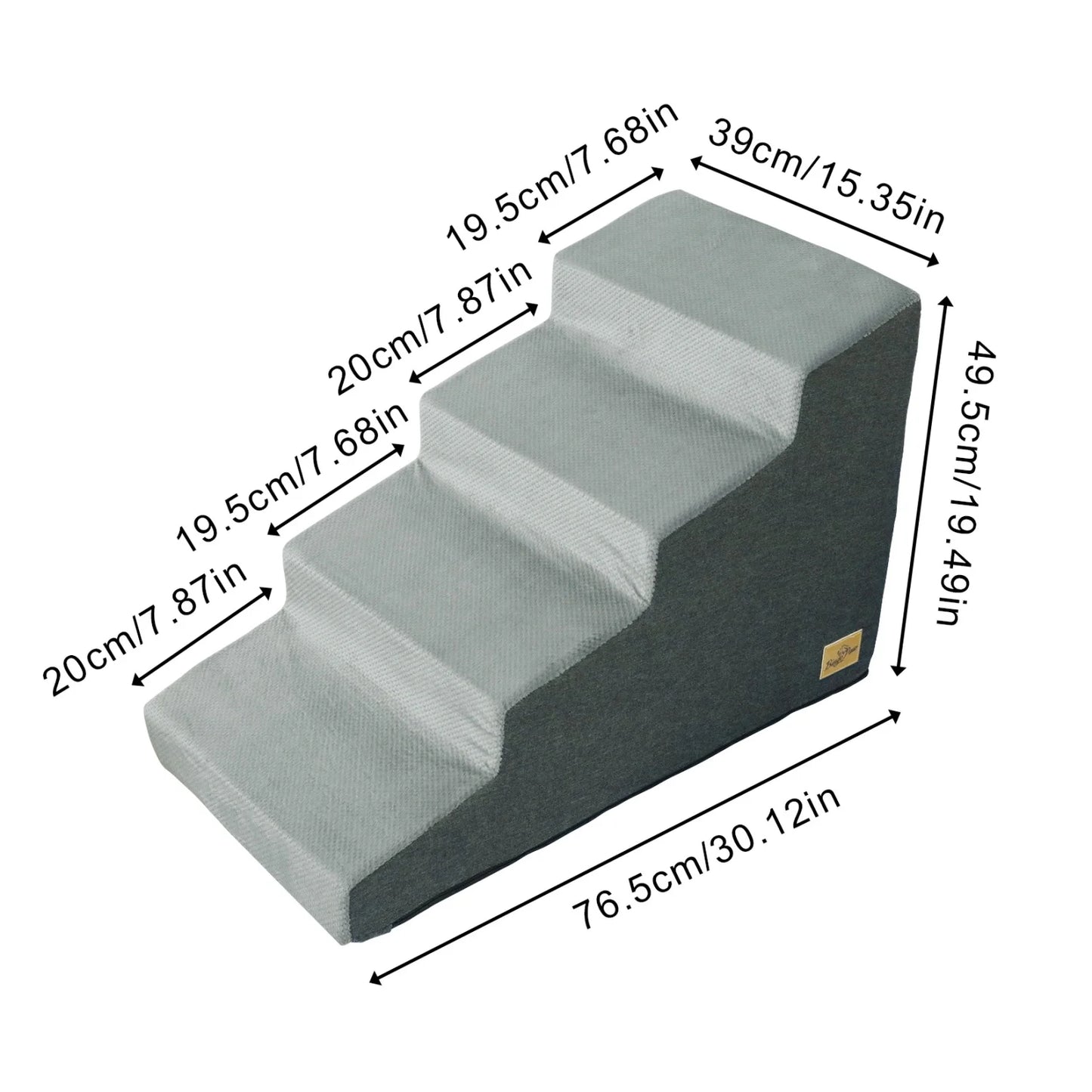 3 and 4 Step Stairs- High Density Foam Stair Ramp with Handle- Non-Slip-Wear Resistant- Washable Cover