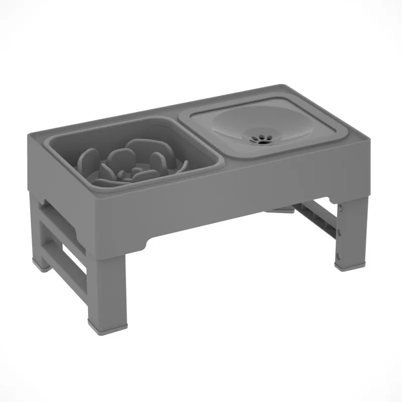 3 In 1 Dog Stainless Steel Slow Feed Bowl-Floating Water Bowl-Spine Protection- Adjustable Height- Slow Food Feeder