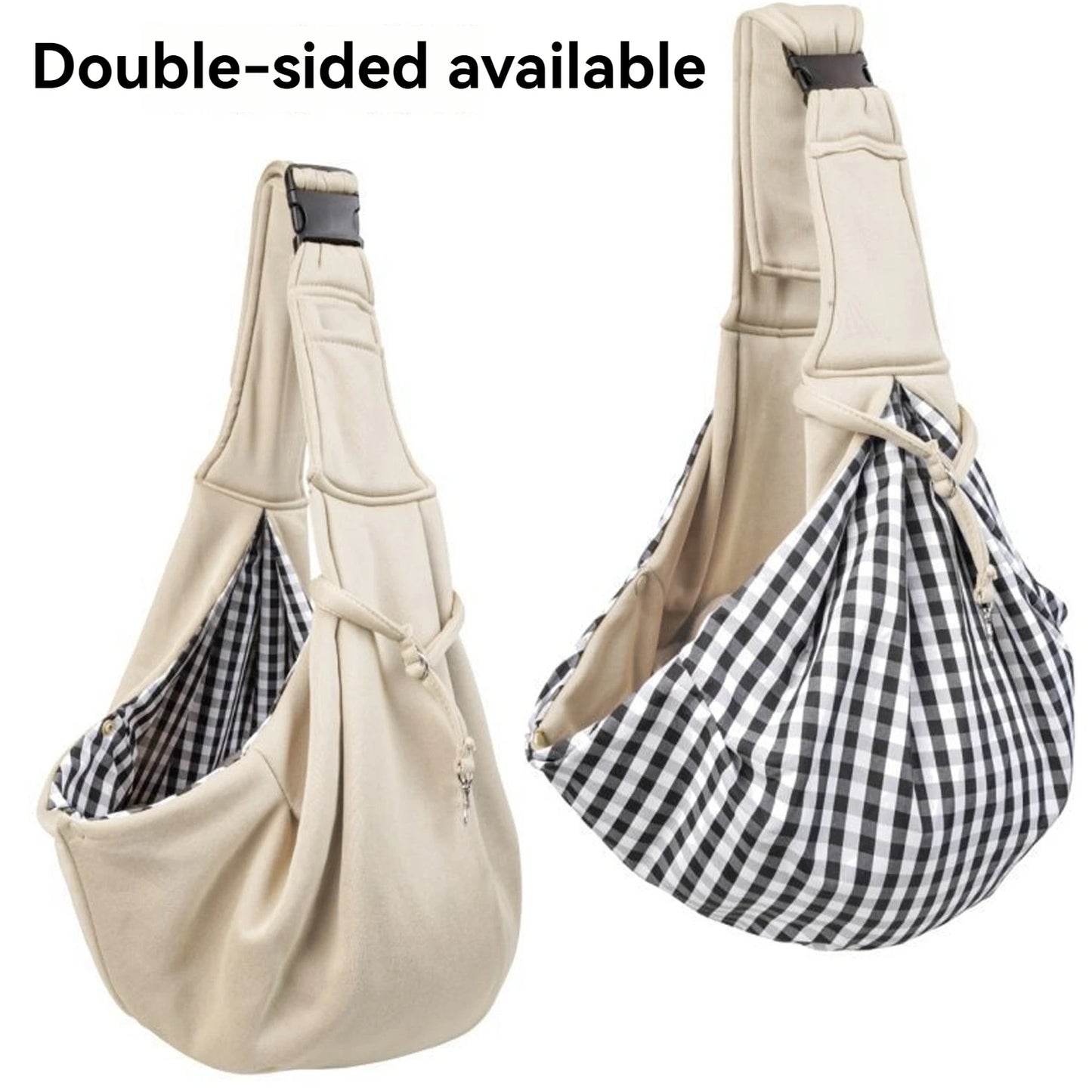 Small Pet Sling Holder- Hands Free-Reversible Paper Plastic Handbag- Dog Sling Carrier- Easy and Portable
