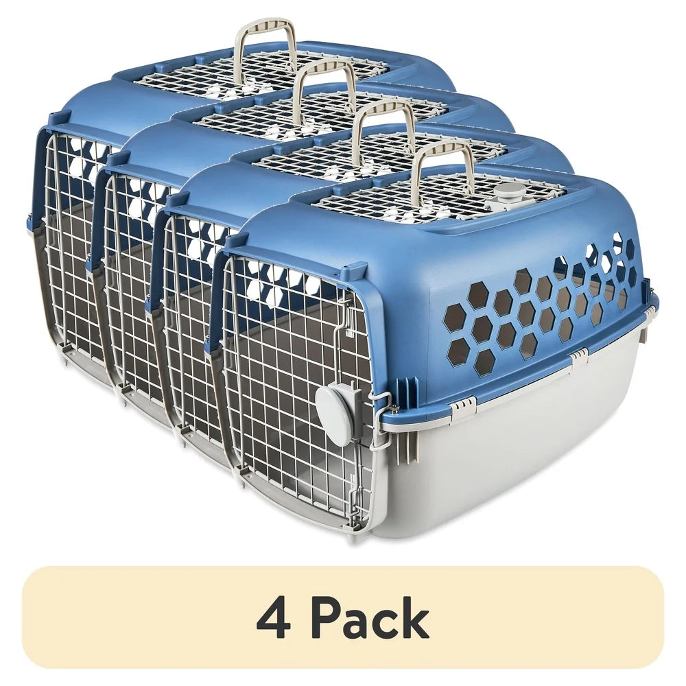 Multicolored Double Door Pet Kennel- Top Opening- Heavy Duty Durable Secure Travel Carrier with Ventilation