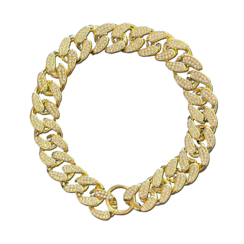 Sparkle Diamond Inlay Chain Dog Necklace Collars