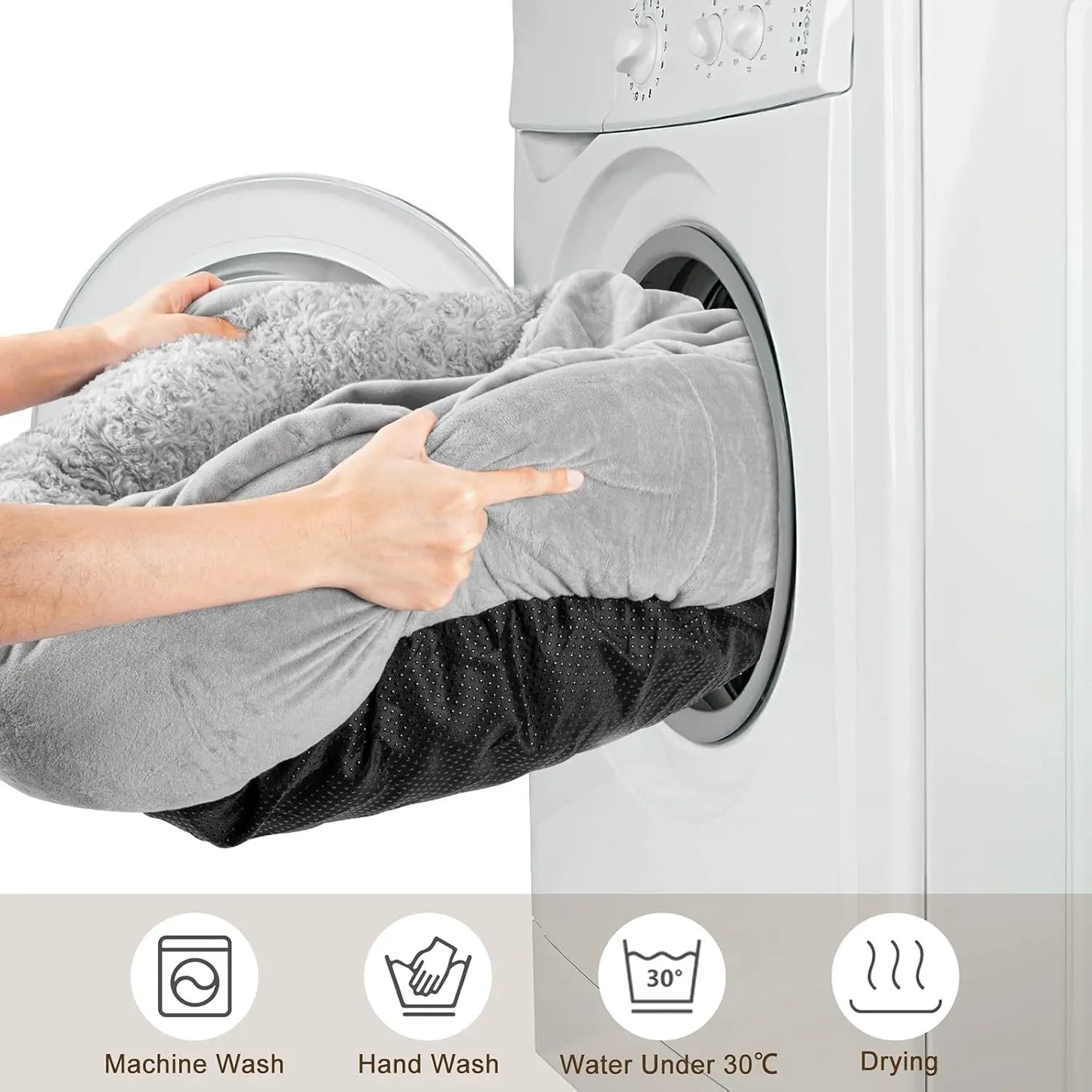 23-inch Cozy Dog Bed with Hooded Blanket- Anti-Anxiety Burrow Cave Bed for Small Dogs- Anti-Slip Bottom- Machine Washable-Beds & Blankets