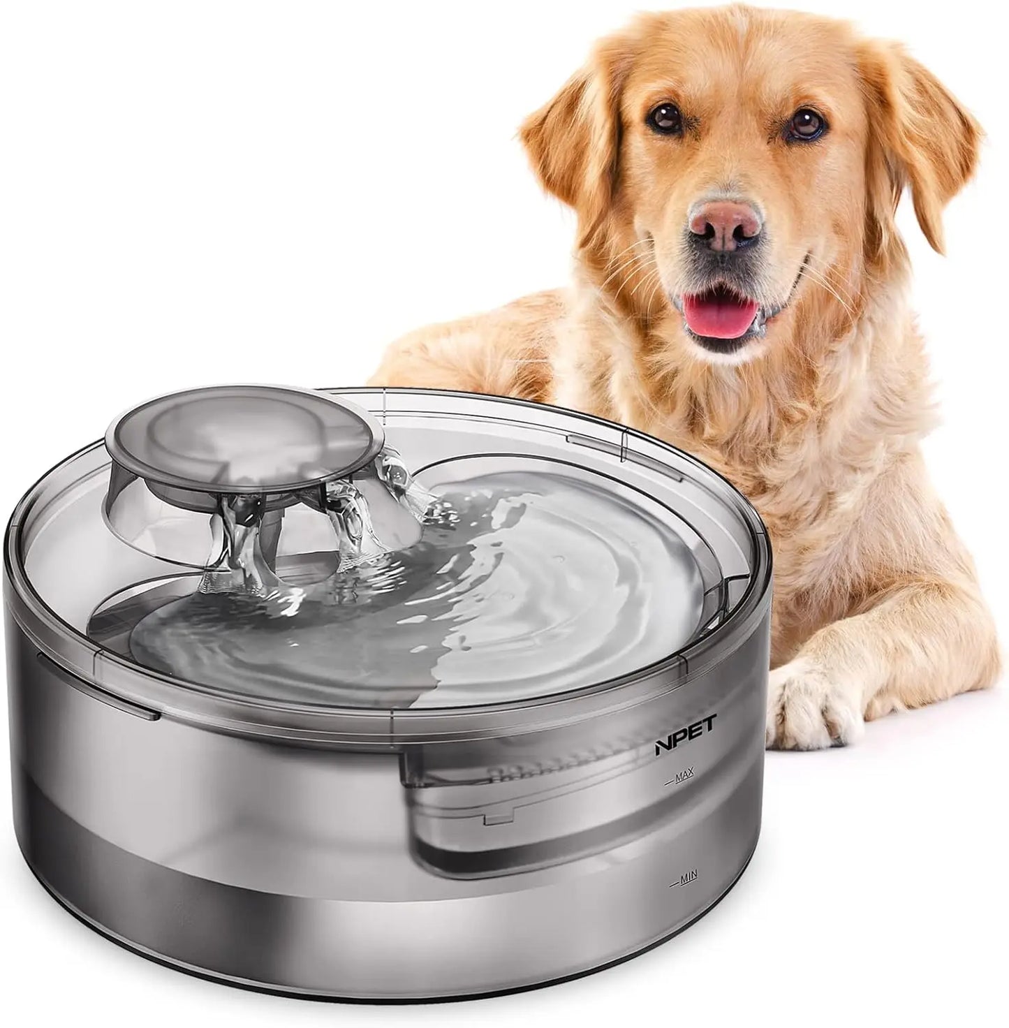 NPET DF10 Dog Water Fountain, 170oz/1.3Gallon/5L Large Automatic Pet Water Dispenser Dog Water Bowl for Cats, Dogs, Multiple Pets