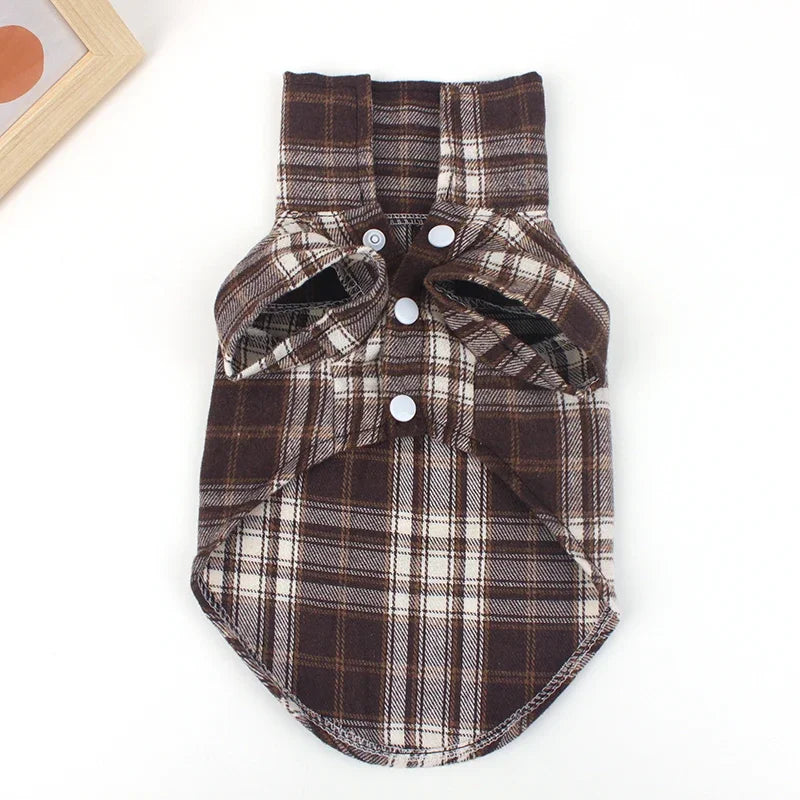 British Style Plaid Dog Vest -Clothes For Small Dogs Chihuahua Cotton Puppy Shirts
