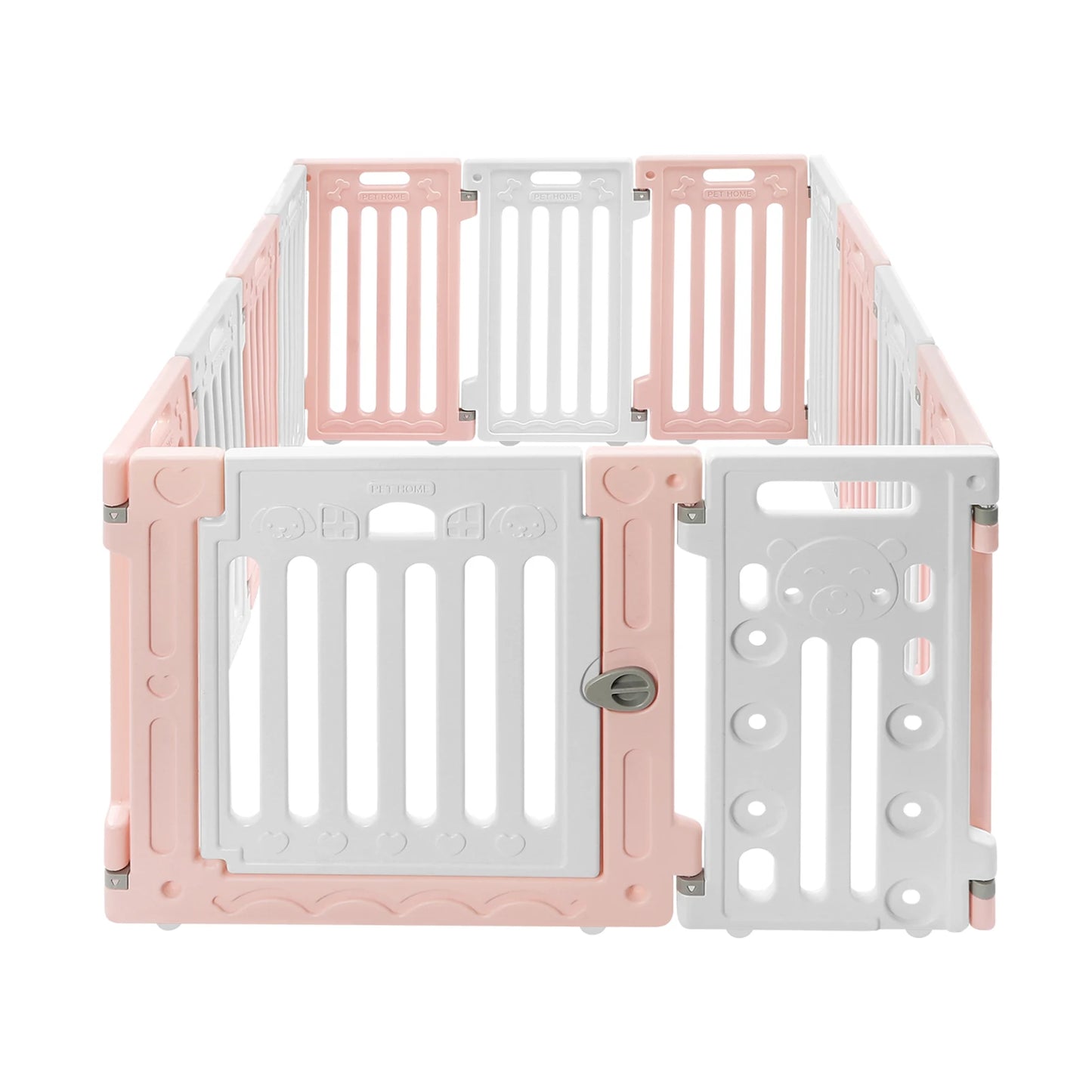 Hexagon Dog Playpen with Safety Door- Non-Slip Base- 25.6" HDPE Pet Fence for Dogs- 13 Panels Blue/Pink/Green-Pet Accessories