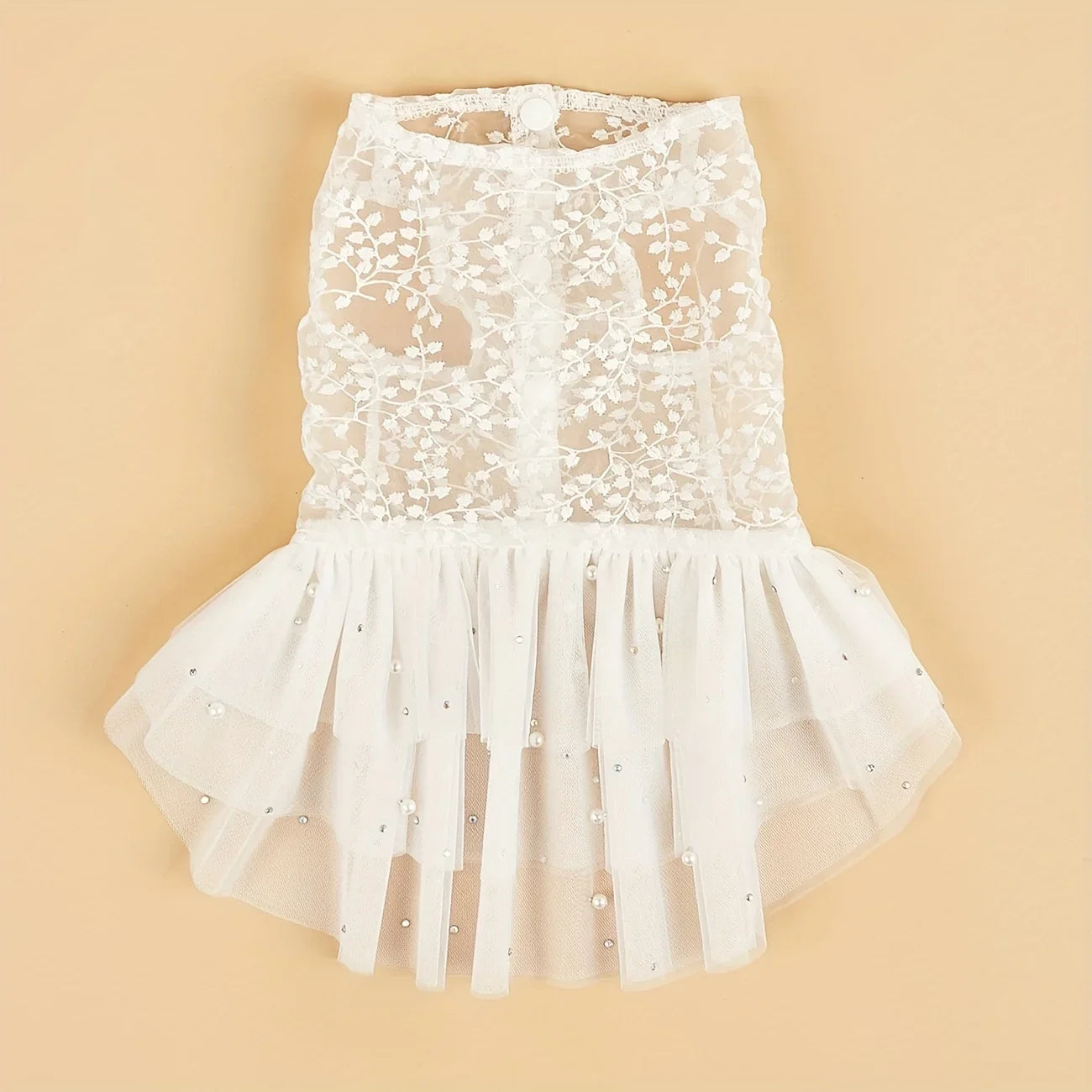 Sweet white Dog Wedding Party Mesh Dress Suitable For Dogs