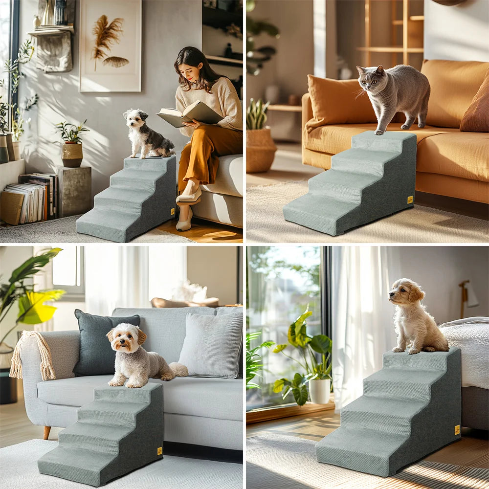 Pet 3/4 Step Safety Stairs- Made of High-Density Foam Sponge- Removable -Washable