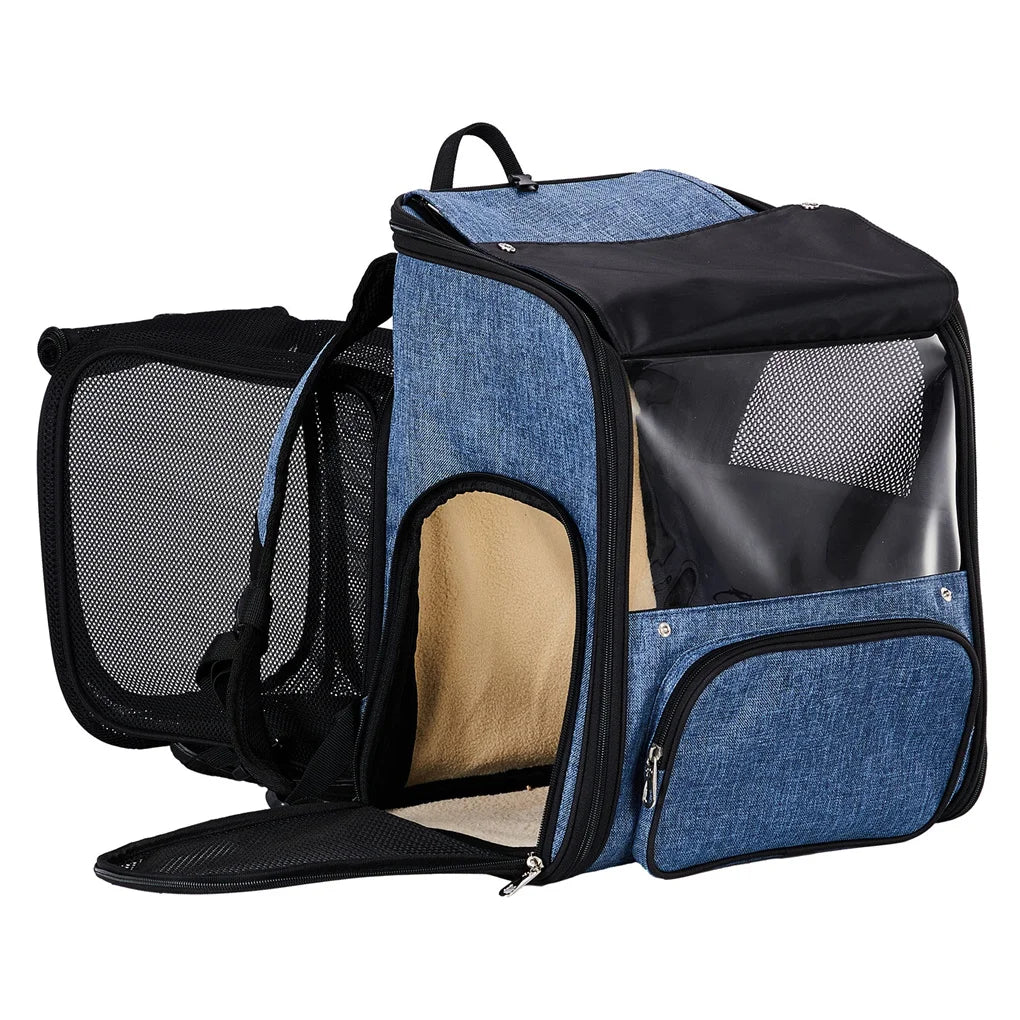 Backpack Carrier- Expandable Dog Carrier with Back Extension- Breathable Mesh -Travel Backpack for Small Dogs