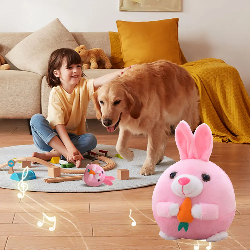 Cartoon Pig Active Moving Talking Pet Plush Toy- Washable Dog Ball- USB Rechargeable Interactive Dog Toy