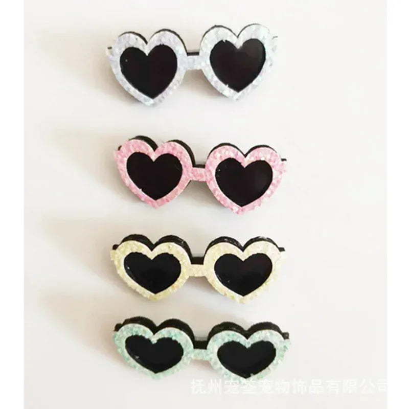 Diamond Dog Heart -Shape Sunglasses- with Hair Clip