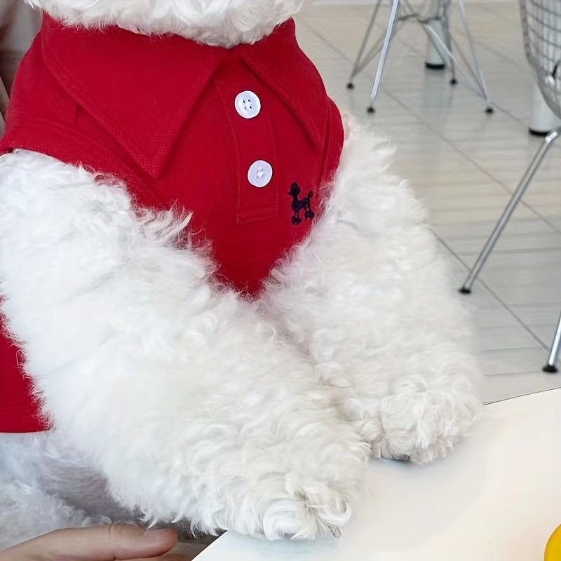Pet Collared Button-Down T-Shirt- Thin and Breathable Vest Shirt