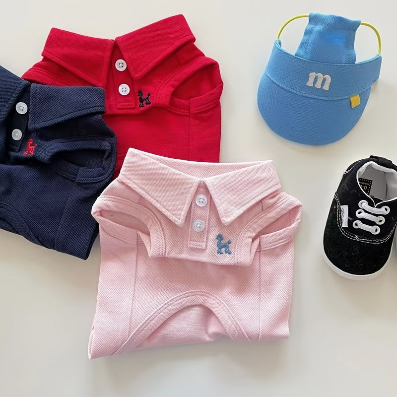 Pet Collared Button-Down T-Shirt- Thin and Breathable  Vest Shirt
