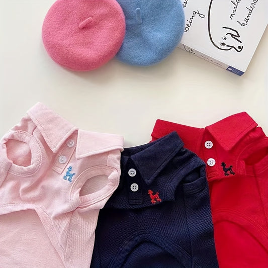 Pet Collared Button-Down T-Shirt- Thin and Breathable  Vest Shirt