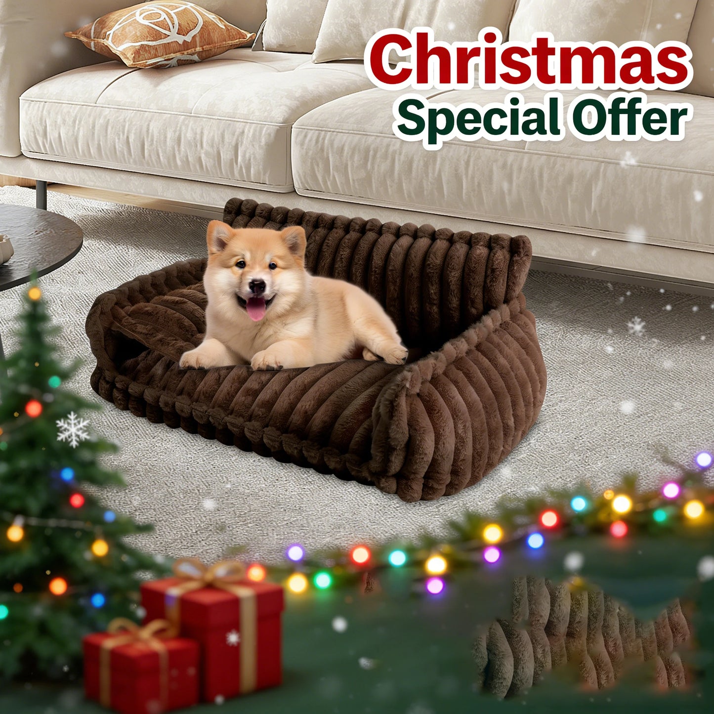Dog Sofa Bed-Plush - Sizes Small to Medium Size Dogs- Cozy-Beds & Blankets