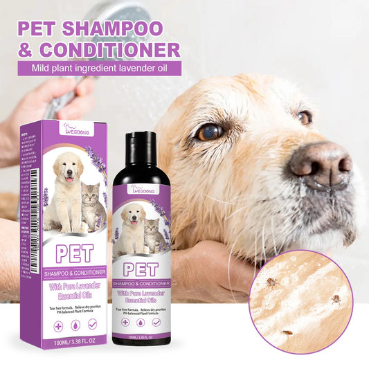 Yegbong Tear-Free Lavender 100ml Pet Shampoo/ Conditioner- Smooth Dog Hair- Softening- Relieve Itching -Ph Balance- good for pet's Dry Skin