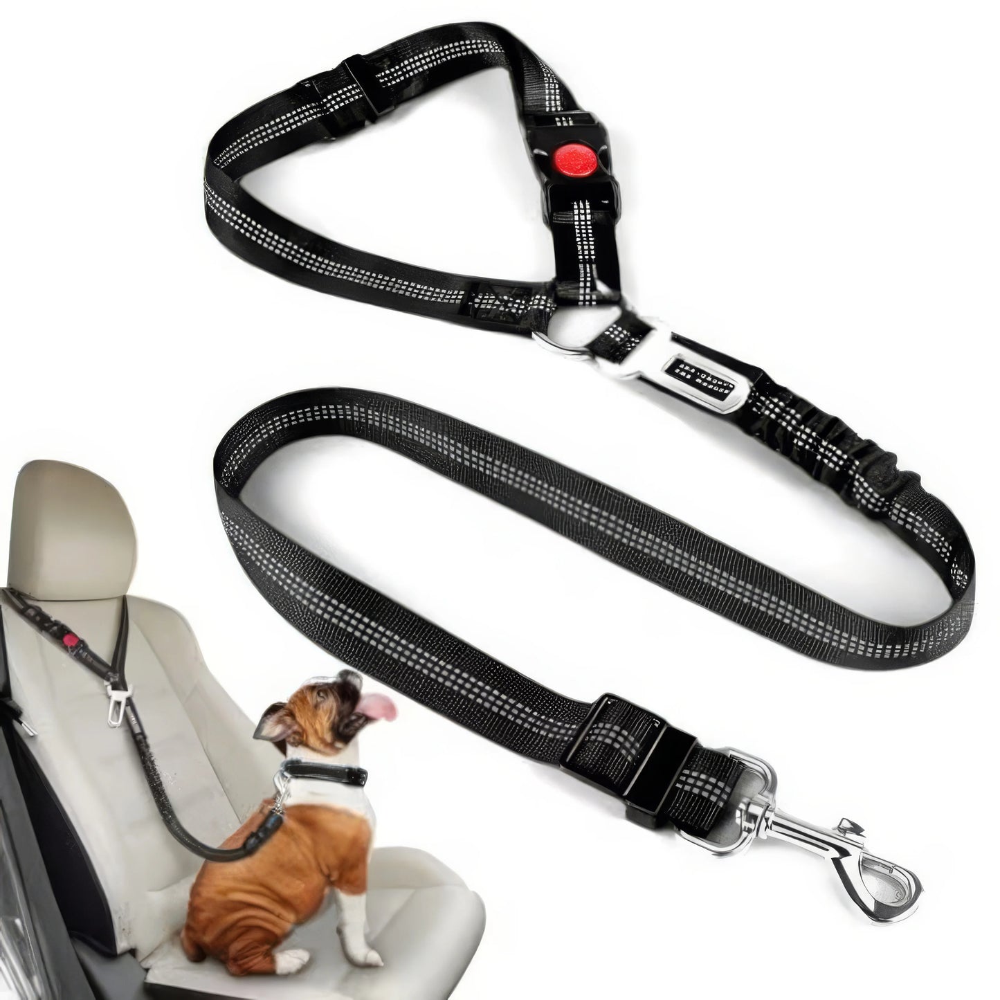 1 Black Pet Car Safety Belt- Adjustable Car Strap- Durable/Easy To Use- Suitable for SUVs, Cars, Trucks- Collars/Leashes