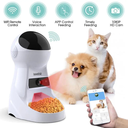 3L Automatic Pet Feeder With Voice Recorder-Food Bowl For Small Medium Dogs- LCD Screen Dispensers- up to 4 Times One Day