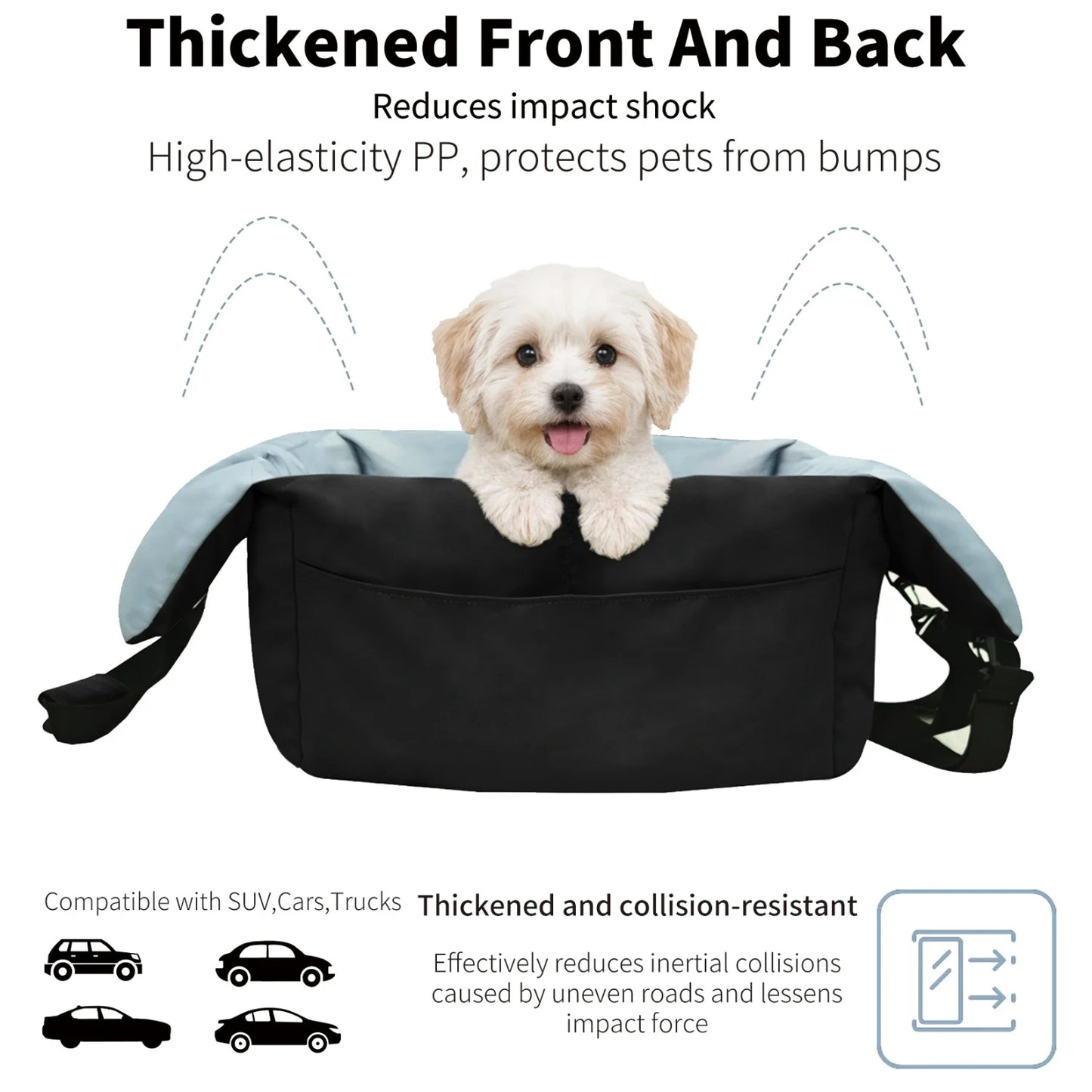 Small Dogs Car Seat- Ultra Soft Car Travel Bed with Safety Belt- Storage Pocket and Shoulder Strap -Puppy Dog Booster Seats