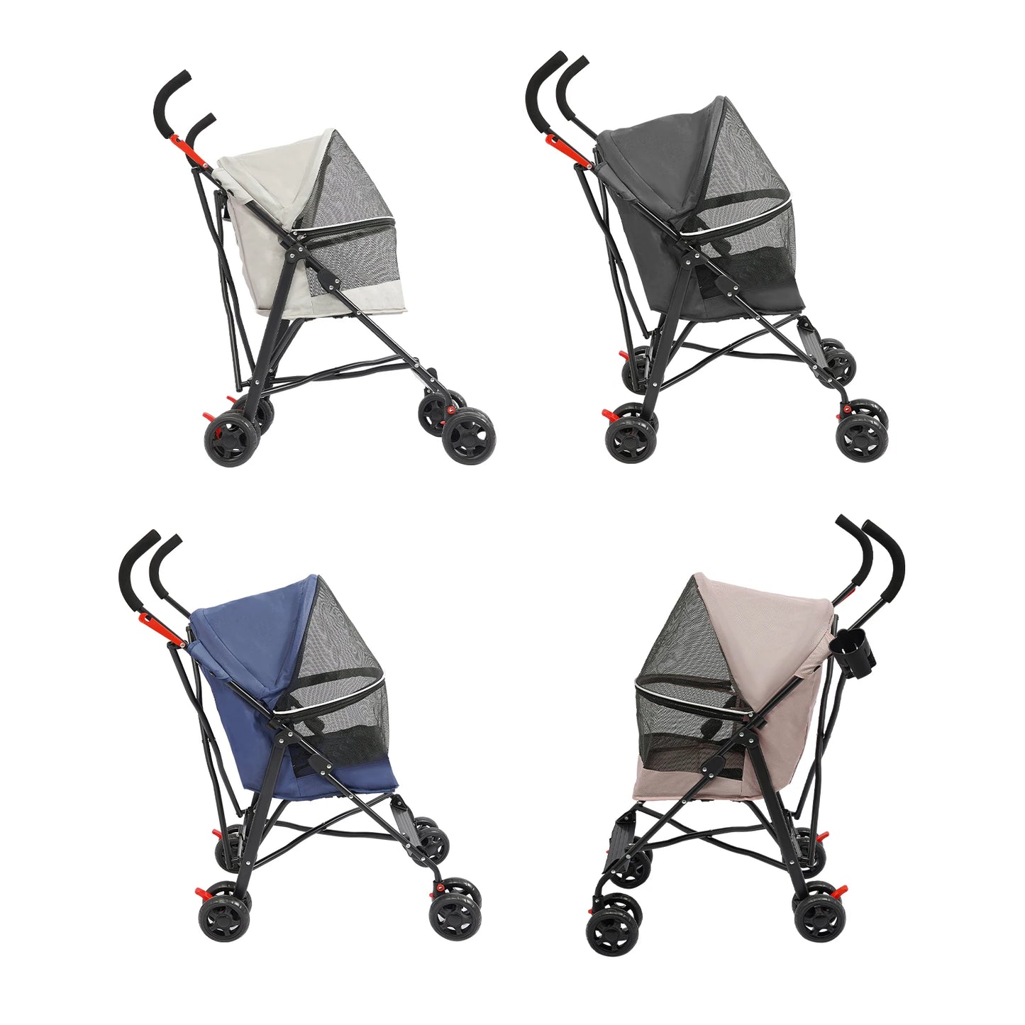 Oxford Cloth Pet Travel Stroller-Foldable- for Small & Medium-sized Pets Within 10kg/22 Pounds-Pet Strollers